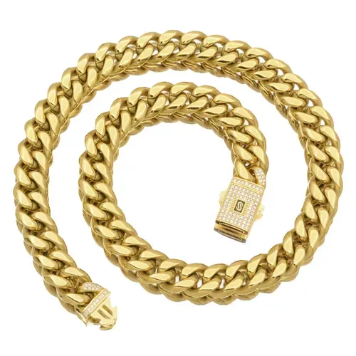 🔥Hip Hop Jewelry: Gold Stainless Steel Cuban Necklace for Men