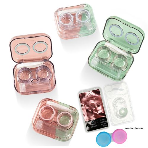 Colorful Transparent Eye Contact Lens Box Contact Container Case With Tweezers and Holder