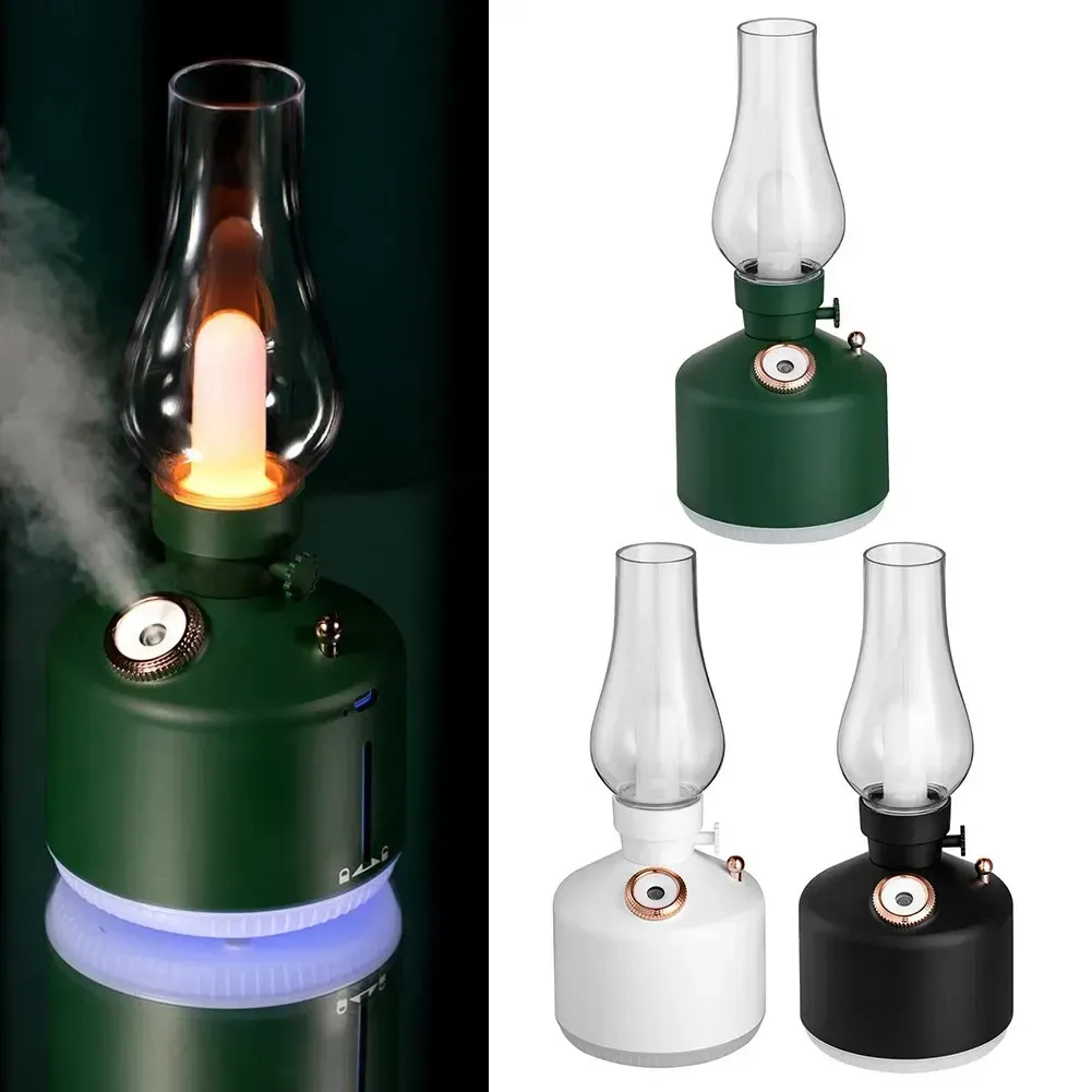 Humidifiers Retro Lamp Air Humidifier 1200mAh Rechargeable Wireless Aroma Diffuser Essential Oil 7Color Lights Cool Mist for Home Car Quiet Humidifier