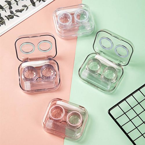 Colorful Transparent Eye Contact Lens Box Contact Container Case With Tweezers and Holder