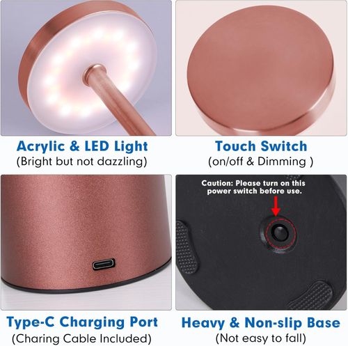 Clearance Sale - 🔥🎁Hot Sale 56% OFF🎁🔥NEW Design Cordless Led Table Lamp Modern Wireless Rechargeable Touch Dimming Portable Restaurant Lights Luxury Desk Table Lamps