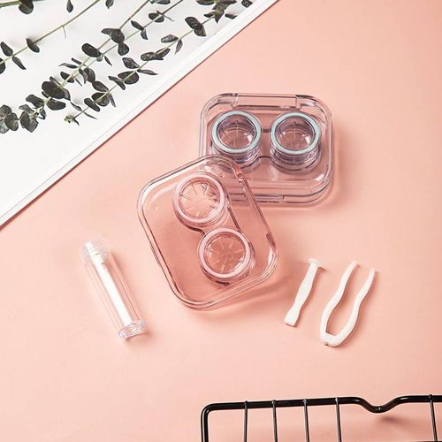 Colorful Transparent Eye Contact Lens Box Contact Container Case With Tweezers and Holder