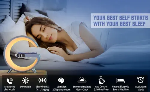 ⏰Smart LED Lamp with Bluetooth Speaker and Wireless Charger