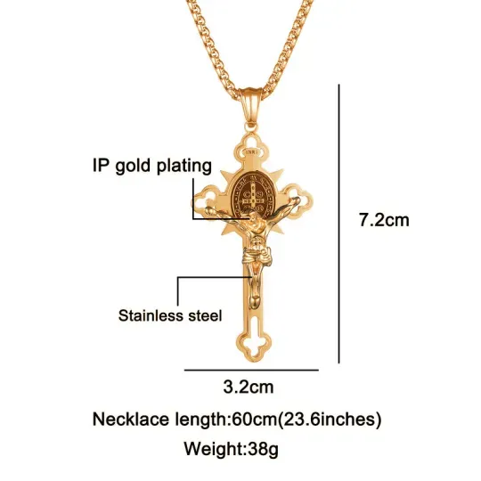 Limited Time Offer - Buy One Get One Free！ST.Benedict Protection Cross Power Pendant Necklace
