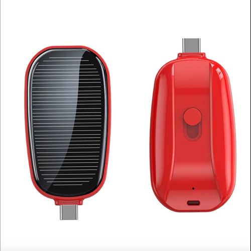 Mini Solar Keychain Power Bank 1200 mAh Solar Pocket Chargerfor Iphone Type C Power Bank