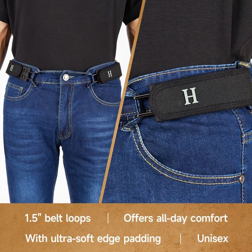 2 Pack Fashion Lazy Belt, Unisex, Black
