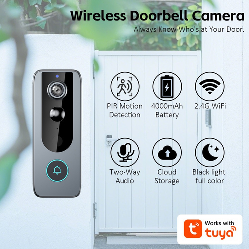 HT-20 2K Video Doorbell Camera 120° Wide Angle Night Vision 2-Way Audio PIR Motion Detection