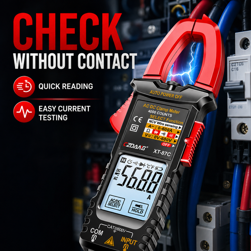 XT-87C 600A Digital Clamp Meter Smart Touch Screen Multimeter with 4000 Counts, NCV Detection, Backlit LED Display, AC/DC Voltage, Current and Resistance Testing for Electricians and Home Repair, COD Free Shipping and Pay on Delivery