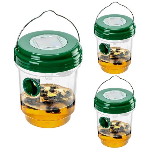 3 Pieces Solar Energy Wasp Trap, Weather Resistant Outdoor Insect Catcher Effectively Traps Wasps, Hornets, Carpenter Bees And Other Flying Pests For Yard Garden Pest Control