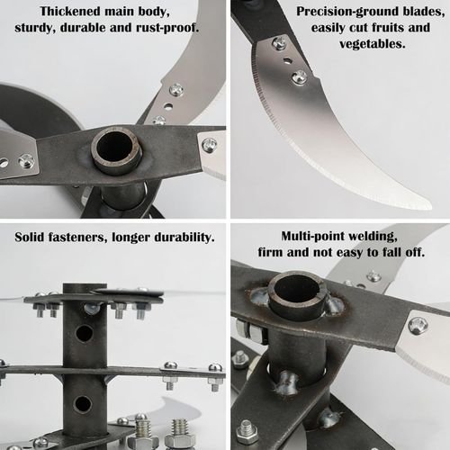 Value Pack Buy One Get Two Farm Grass Shredder Blade Kit, Heavy Duty Stainless Steel 4/6 Cutting Blades Spare Parts, Adjustable Diameter 6-Blade Plus Rod For Household Vegetable And Livestock Feed Chopping Equipment