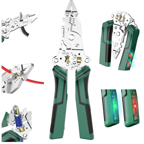 2026 New 14 In 1 Rechargeable Electric Wire Stripping Pliers, 12-250V Voltage Detector Tester With Alarm Reminder, Multi Functional Heavy Duty Wire Stripper Cutter For Electrician Home And Professional Wiring Projects
