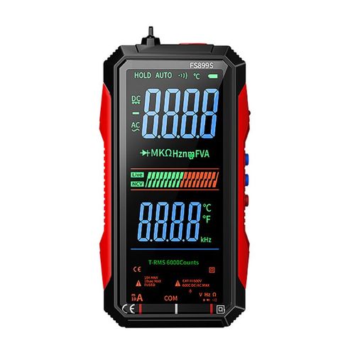 FS899S USB-C Rechargeable True RMS 6000 Counts Digital Multimeter, Large Backlight Display Multimeter Measuring AC DC Voltage Current Resistance Frequency Continuity NCV Temperature for Household and Industrial Maintenance