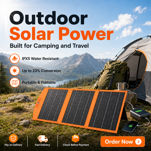 12 Watt Portable Foldable Solar Panel Charger with USB A and USB C Fast Charging Ports, IPX5 Waterproof Solar Charger Compatible with iPhone iPad Samsung Power Banks for Camping Hiking Outdoor Activities