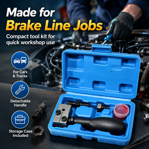 Professional Universal Brake Line Flaring Tool Kit, Complete Flaring Tool Set for Brake Line Repair, Suitable for Cars, Trucks and Motorcycles Maintenance