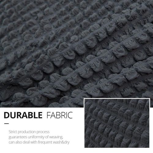 1-piece dark grey loveseat slipcover with country style skirt, high stretch and durable fabric, easy to install fitted sofa furniture protector for standard love seats, free shipping and cash on delivery.