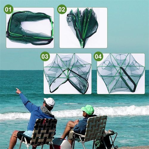 Upgraded reinforced auto-foldable fishing trap net. Portable and durable magic folding design, perfect for catching minnow, bait fish and crawfish, ideal outdoor fishing equipment, free shipping and cash on delivery.