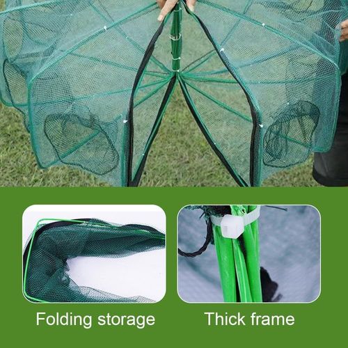Upgraded reinforced auto-foldable fishing trap net. Portable and durable magic folding design, perfect for catching minnow, bait fish and crawfish, ideal outdoor fishing equipment, free shipping and cash on delivery.