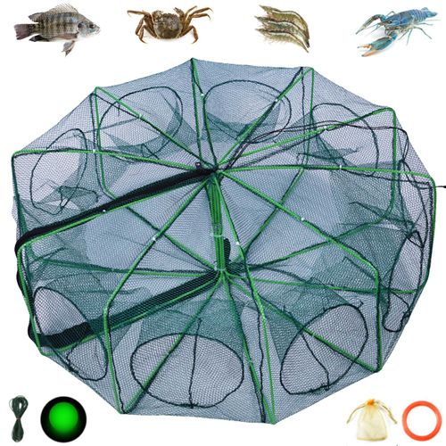 Upgraded reinforced auto-foldable fishing trap net. Portable and durable magic folding design, perfect for catching minnow, bait fish and crawfish, ideal outdoor fishing equipment, free shipping and cash on delivery.