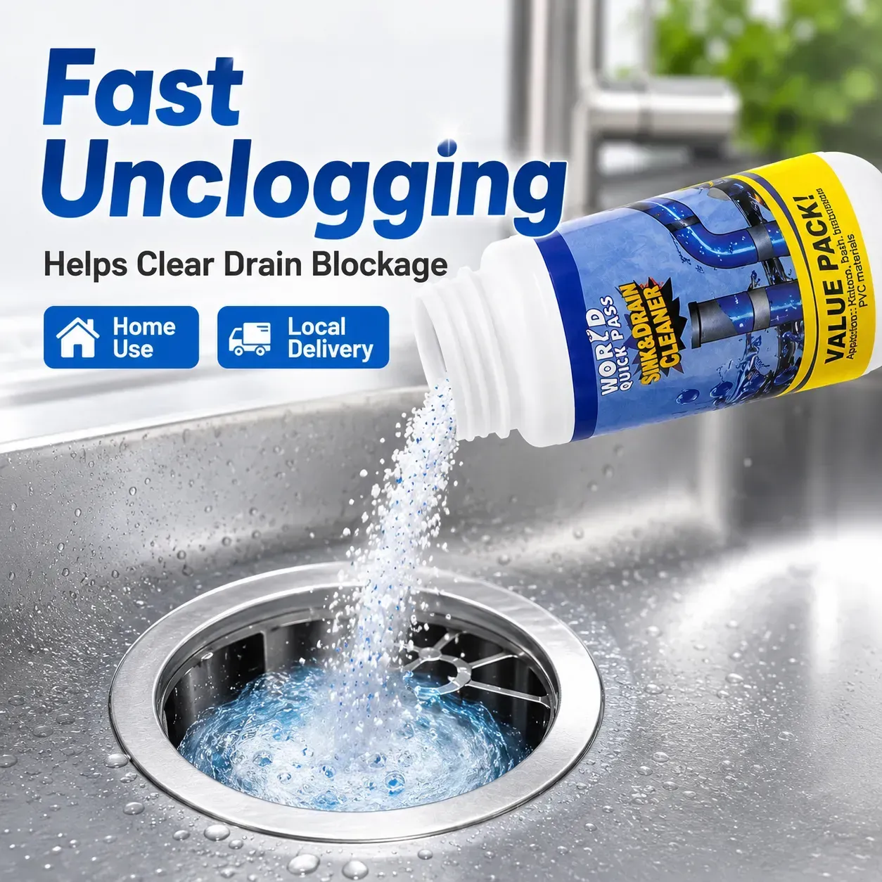 Strong Drain Maintenance Solution 110g Buy 1 Get 2 Free, Pipe Cleaner Powder for Kitchen Sink, Bathroom Drain, Toilet Pipe, Clog Cleaning and Sewer Smell Control, COD Free Shipping, Pay on Delivery