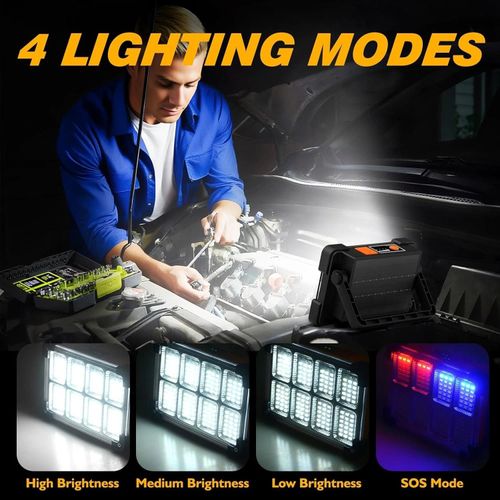 🔥HOT SALE🔥 COD！Solar Portable Rechargeable Work Light,16500mAh 120W Magnetic Flood Battery Work Light Outedoor LED Camping Lights Waterproof for Job Site Repair,Camping, Hiking, Emergency