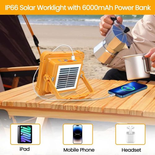 🔥HOT SALE🔥 COD！Solar Portable Rechargeable Work Light,16500mAh 120W Magnetic Flood Battery Work Light Outedoor LED Camping Lights Waterproof for Job Site Repair,Camping, Hiking, Emergency