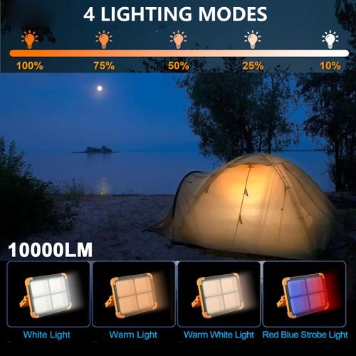 🔥HOT SALE🔥 COD！Solar Portable Rechargeable Work Light,16500mAh 120W Magnetic Flood Battery Work Light Outedoor LED Camping Lights Waterproof for Job Site Repair,Camping, Hiking, Emergency