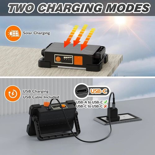 🔥HOT SALE🔥 COD！Solar Portable Rechargeable Work Light,16500mAh 120W Magnetic Flood Battery Work Light Outedoor LED Camping Lights Waterproof for Job Site Repair,Camping, Hiking, Emergency