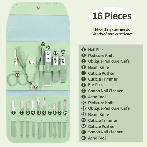 1 Set of 16 Premium Stainless Steel Modern Style of Nail Clippers Suit
