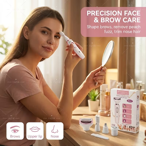 Electric Razor for Women, 4-in-1 Rechargeable Grooming Kit