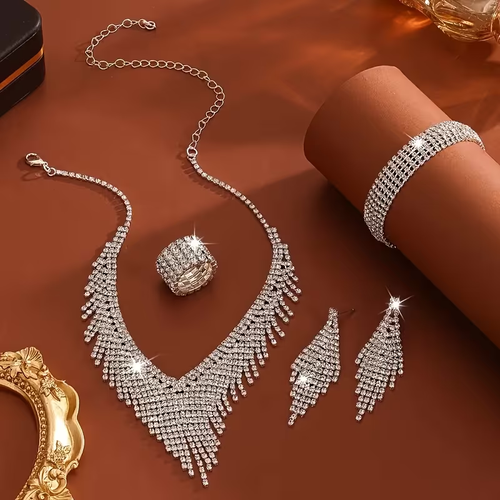 Dangle Earrings, Necklace, Ring And Bracelet Set