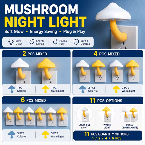 Pack Mushroom Night Light Plug-In