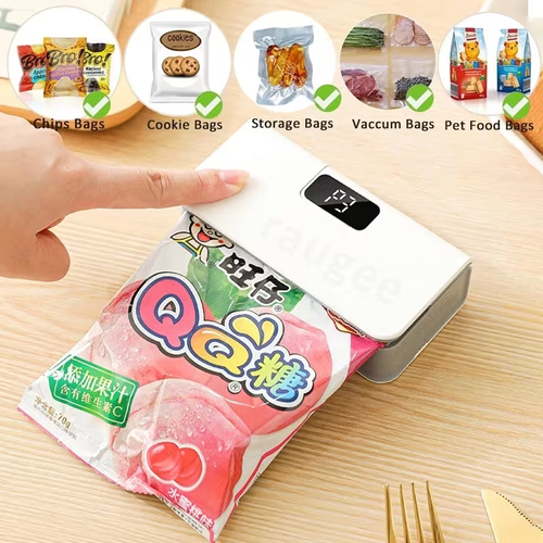 Compact Mini Plastic Bag Sealer 2-In-1 Heat Sealing Device for Bags