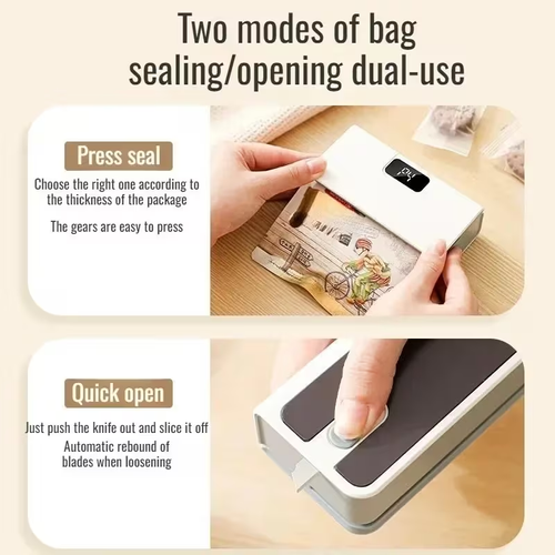 Compact Mini Plastic Bag Sealer 2-In-1 Heat Sealing Device for Bags