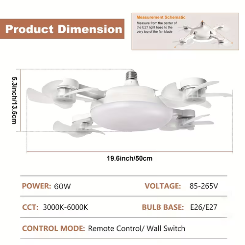 LED Smart Ceiling Fan Light