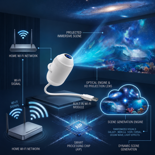 HD Smart 5D Holographic Night Light Projecto