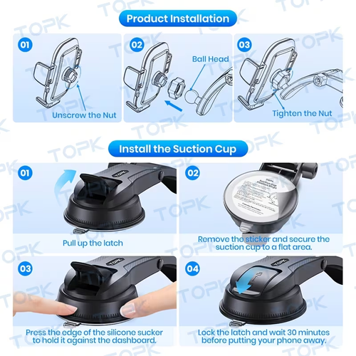 TOPK Upgrade Car Phone Holder Mount