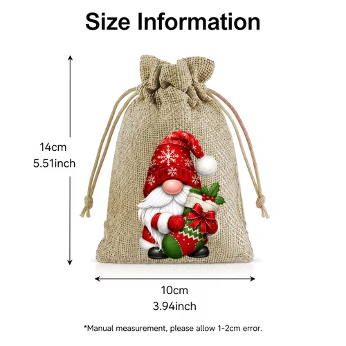 12pcs Set of 10x14cm New Christmas Gift Bags with Drawstring Closure