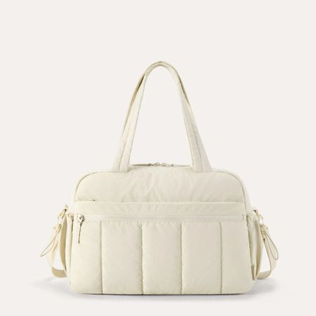 Puffy Water-Resistant Gym & Travel Duffle Bag-Beige