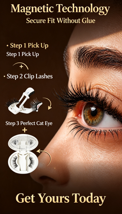 Reusable Magnetic Lashes with Applicator, No Glue Cat Eye Lashes