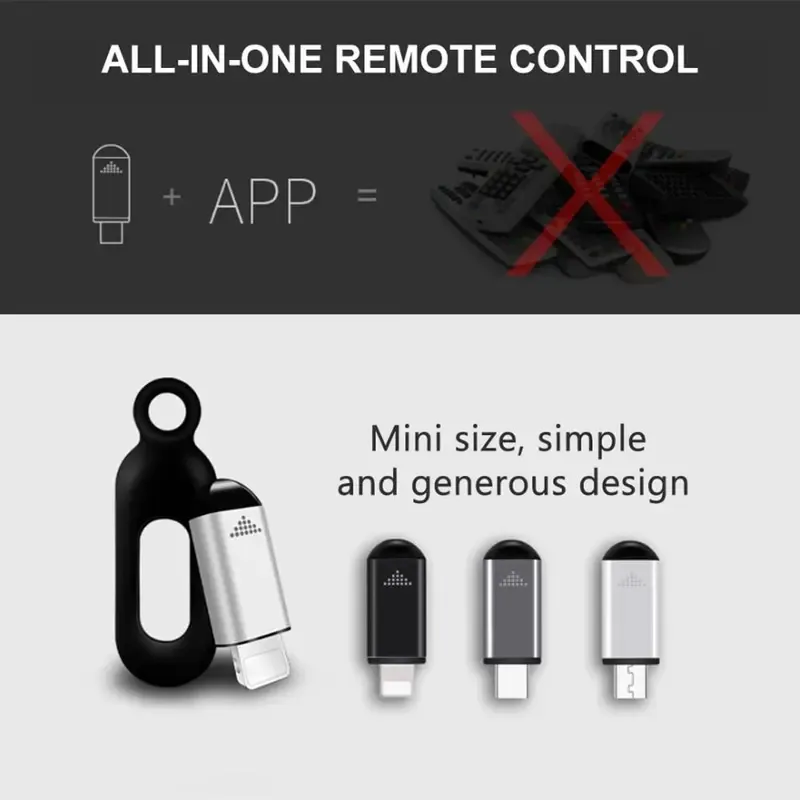 Smartphone Infrared Remote Adapter, Universal Mini Wireless Controller, Compatible with TV, Air Conditioner, Fan, Camera, Type-C Support