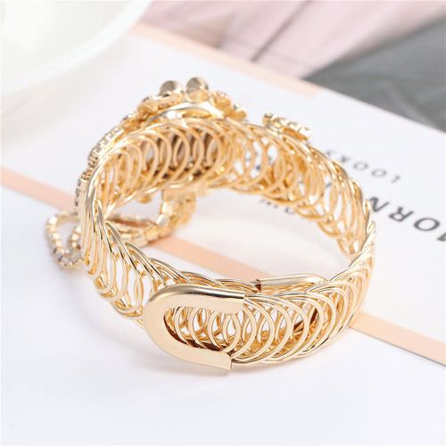 Luxury Women's Rhinestone Quartz Dress Wristwatches Elastic Band Unique Bracelet Watch