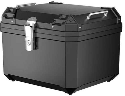 45L Waterproof Motorcycle Top Box with Stainless Steel Lock & Backrest & Soft leather lining