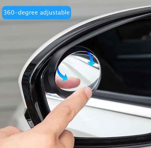2pcs Carbon Fiber Textured Blind Spot Mirrors with 360° Rotation, Convex Rain Guard & Left Side Installation - Fit for All Cars, Trucks, SUVs - Keeps You Dry in Rain, Enhances Visibility, Vehicle Safety Accessories, Modern Car Accessory, Durable Mirror