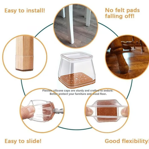 Clear All-in-One Chair Leg Protectors – Fit Any Shape & Size. Protect Your Chairs, Floors, and Ears!(More you buy, more you save!)🕶️