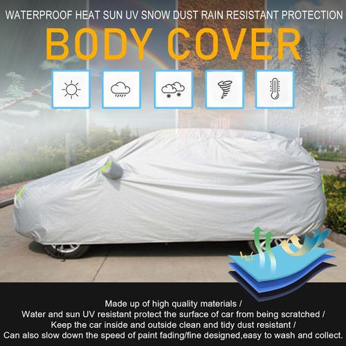Multi-color All Weather Car Cover with Reflective Stripes, Full Car Exterior Cover, Winter Rain and Sun Protection for Sedans and SUVs