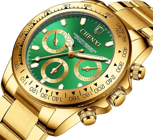 CHENXI Green Dial Gold Metal Strap Water Resistant Watches for Metal Lovers Premium Design Affordable Quality Everyday Wear