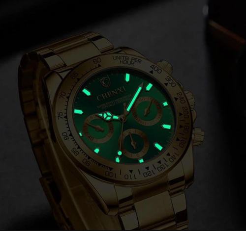 CHENXI Green Dial Gold Metal Strap Water Resistant Watches for Metal Lovers Premium Design Affordable Quality Everyday Wear