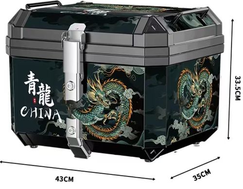 45L Waterproof Motorcycle Top Box with Stainless Steel Lock & Backrest & Soft leather lining