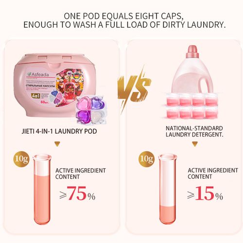 🧼 4-in-1 Laundry Pods 60pcs • Stain Removal • Long Lasting Scent