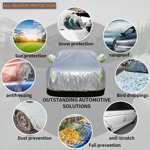 Multi-color All Weather Car Cover with Reflective Stripes, Full Car Exterior Cover, Winter Rain and Sun Protection for Sedans and SUVs